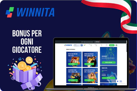 Sezione bonus promozionali Winnita con offerte di benvenuto