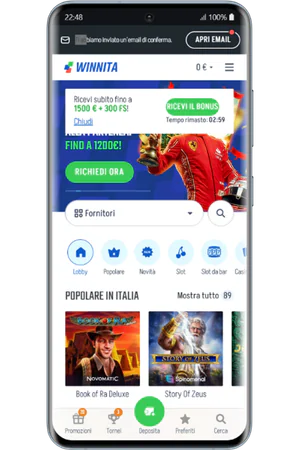 Pagina principale Winnita con pulsante Iscriviti